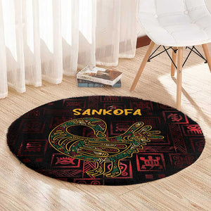 Afro-American Culture Round Carpet Adinkra Sankofa Bird - Cosmic Red