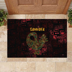 Afro-American Culture Rubber Doormat Adinkra Sankofa Bird - Cosmic Red