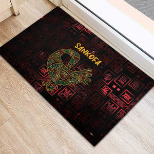 Afro-American Culture Rubber Doormat Adinkra Sankofa Bird - Cosmic Red