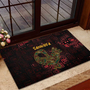 Afro-American Culture Rubber Doormat Adinkra Sankofa Bird - Cosmic Red