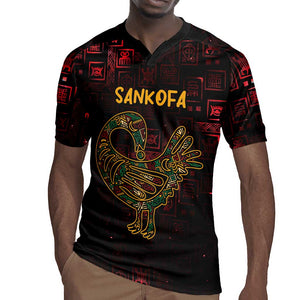 Afro-American Culture Rugby Jersey Adinkra Sankofa Bird - Cosmic Red