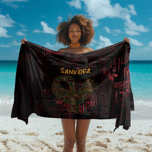 Afro-American Culture Sarong Adinkra Sankofa Bird - Cosmic Red