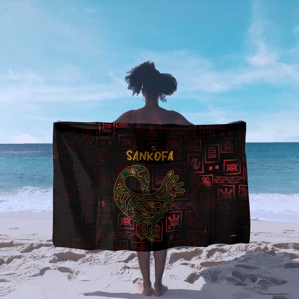 Afro-American Culture Sarong Adinkra Sankofa Bird - Cosmic Red