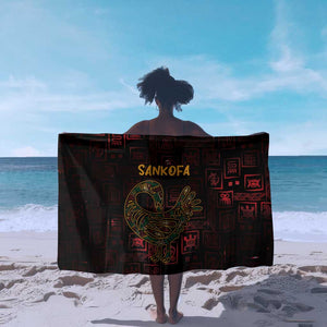 Afro-American Culture Sarong Adinkra Sankofa Bird - Cosmic Red