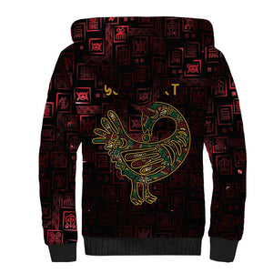 Afro-American Culture Sherpa Hoodie Adinkra Sankofa Bird - Cosmic Red