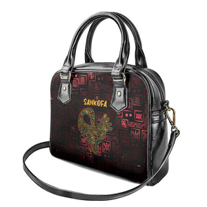 Afro-American Culture Shoulder Handbag Adinkra Sankofa Bird - Cosmic Red