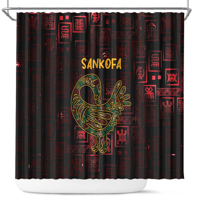Afro-American Culture Shower Curtain Adinkra Sankofa Bird - Cosmic Red