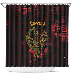 Afro-American Culture Shower Curtain Adinkra Sankofa Bird - Cosmic Red