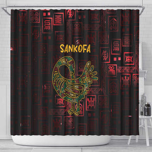 Afro-American Culture Shower Curtain Adinkra Sankofa Bird - Cosmic Red