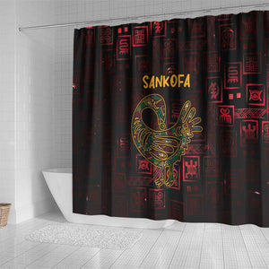 Afro-American Culture Shower Curtain Adinkra Sankofa Bird - Cosmic Red