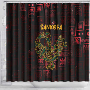 Afro-American Culture Shower Curtain Adinkra Sankofa Bird - Cosmic Red