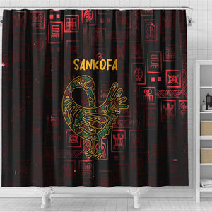 Afro-American Culture Shower Curtain Adinkra Sankofa Bird - Cosmic Red