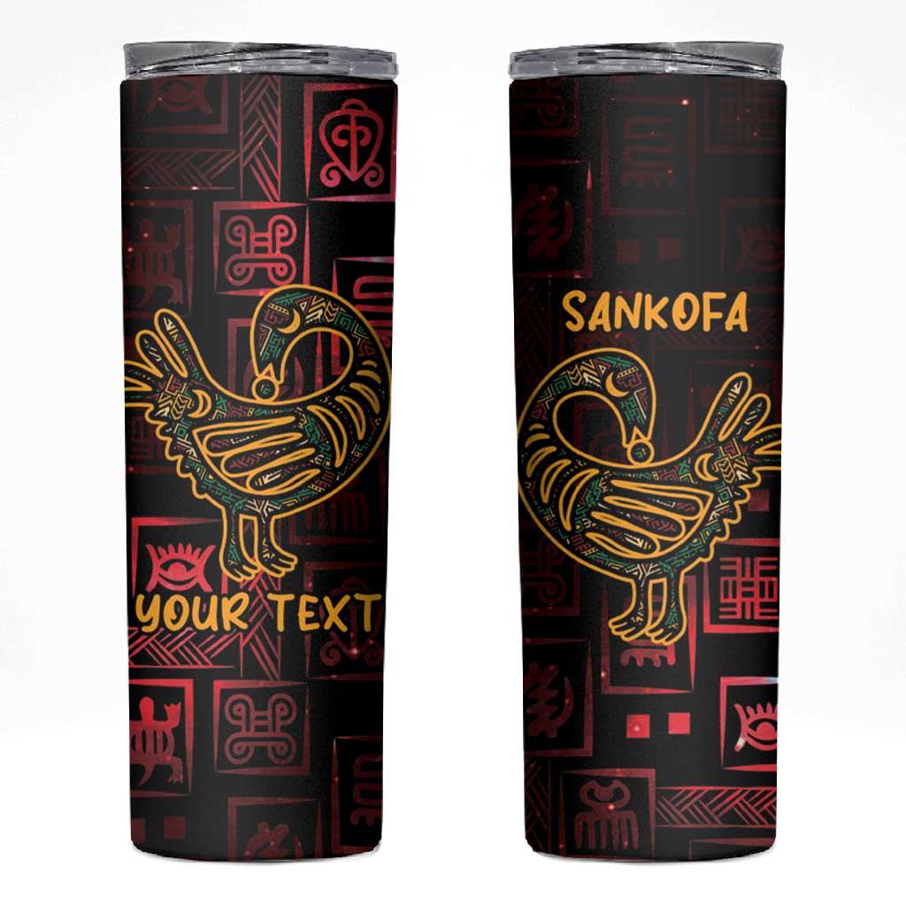 Afro-American Culture Skinny Tumbler Adinkra Sankofa Bird - Cosmic Red