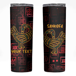 Afro-American Culture Skinny Tumbler Adinkra Sankofa Bird - Cosmic Red