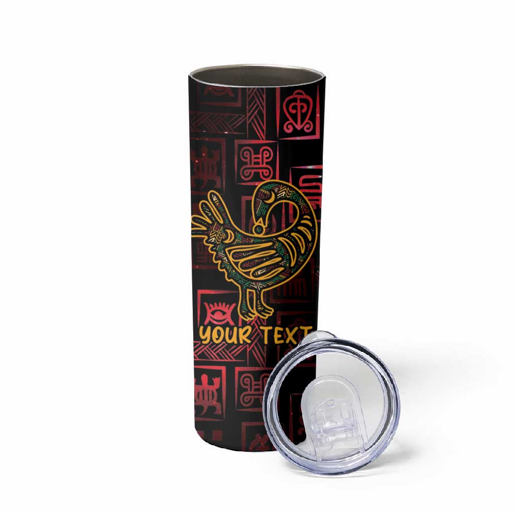 Afro-American Culture Skinny Tumbler Adinkra Sankofa Bird - Cosmic Red