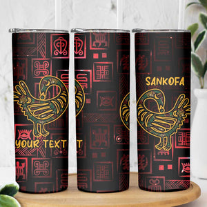 Afro-American Culture Skinny Tumbler Adinkra Sankofa Bird - Cosmic Red