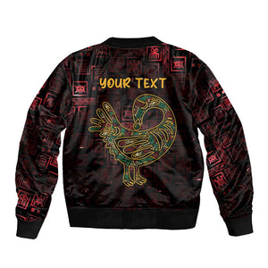 Afro-American Culture Sleeve Zip Bomber Jacket Adinkra Sankofa Bird - Cosmic Red