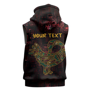 Afro-American Culture Sleeveless Zip Hoodie Adinkra Sankofa Bird - Cosmic Red - African Pride