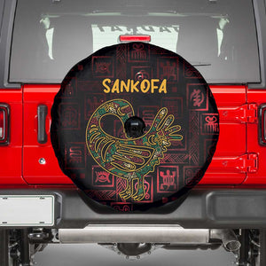 Afro-American Culture Spare Tire Cover Adinkra Sankofa Bird - Cosmic Red