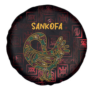 Afro-American Culture Spare Tire Cover Adinkra Sankofa Bird - Cosmic Red