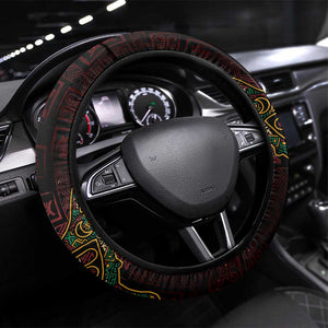 Afro-American Culture Steering Wheel Cover Adinkra Sankofa Bird - Cosmic Red