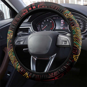 Afro-American Culture Steering Wheel Cover Adinkra Sankofa Bird - Cosmic Red