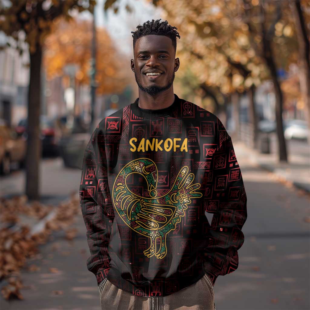 Afro-American Culture Sweatshirt Adinkra Sankofa Bird - Cosmic Red