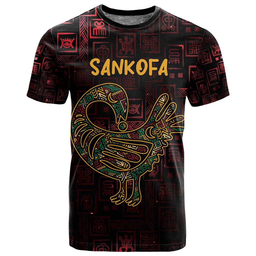 Afro-American Culture T shirt Adinkra Sankofa Bird - Cosmic Red