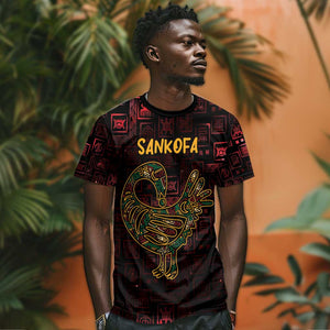 Afro-American Culture T shirt Adinkra Sankofa Bird - Cosmic Red