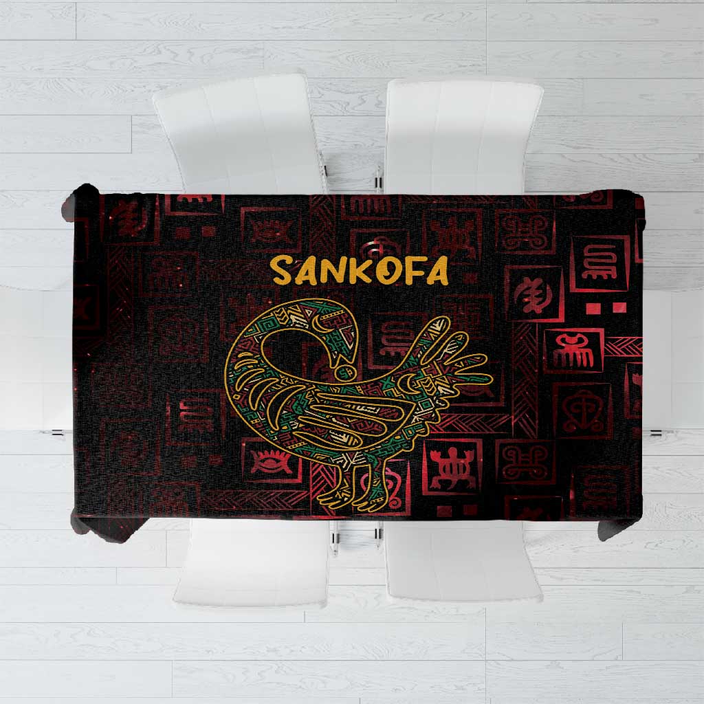 Afro-American Culture Tablecloth Adinkra Sankofa Bird - Cosmic Red