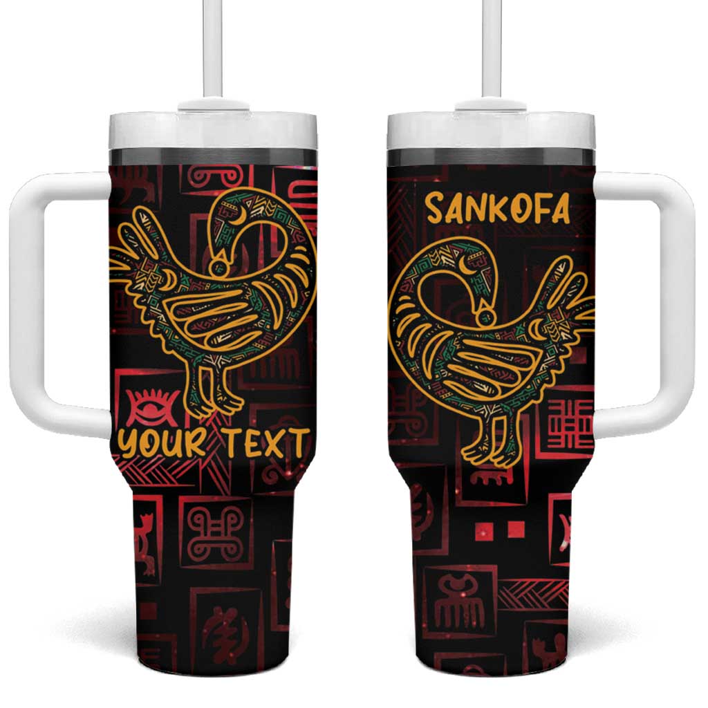 Afro-American Culture Tumbler With Handle Adinkra Sankofa Bird - Cosmic Red