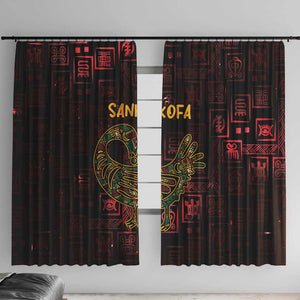 Afro-American Culture Window Curtain Adinkra Sankofa Bird - Cosmic Red