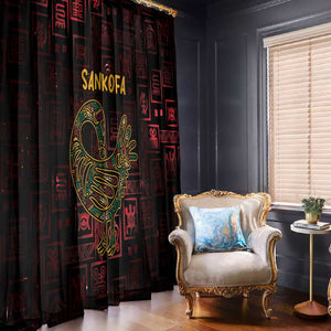 Afro-American Culture Window Curtain Adinkra Sankofa Bird - Cosmic Red