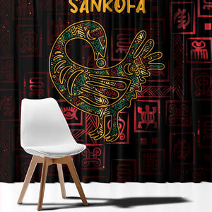 Afro-American Culture Window Curtain Adinkra Sankofa Bird - Cosmic Red