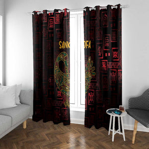 Afro-American Culture Window Curtain Adinkra Sankofa Bird - Cosmic Red