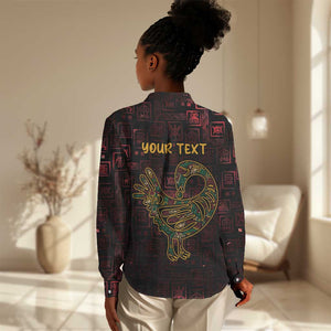 Afro-American Culture Women Casual Shirt Adinkra Sankofa Bird - Cosmic Red