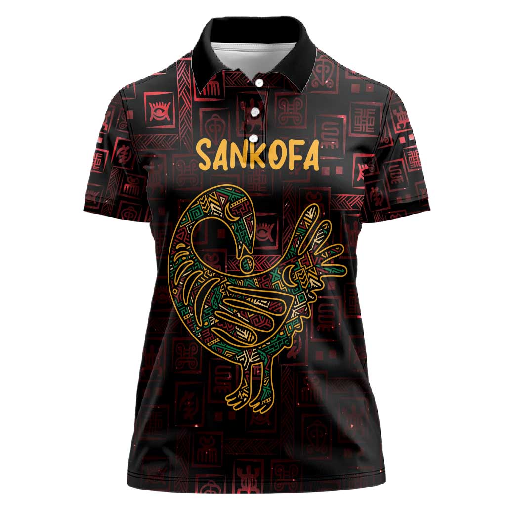 Afro-American Culture Women Polo Shirt Adinkra Sankofa Bird - Cosmic Red