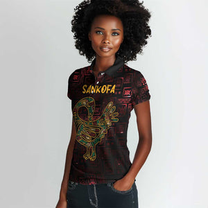 Afro-American Culture Women Polo Shirt Adinkra Sankofa Bird - Cosmic Red