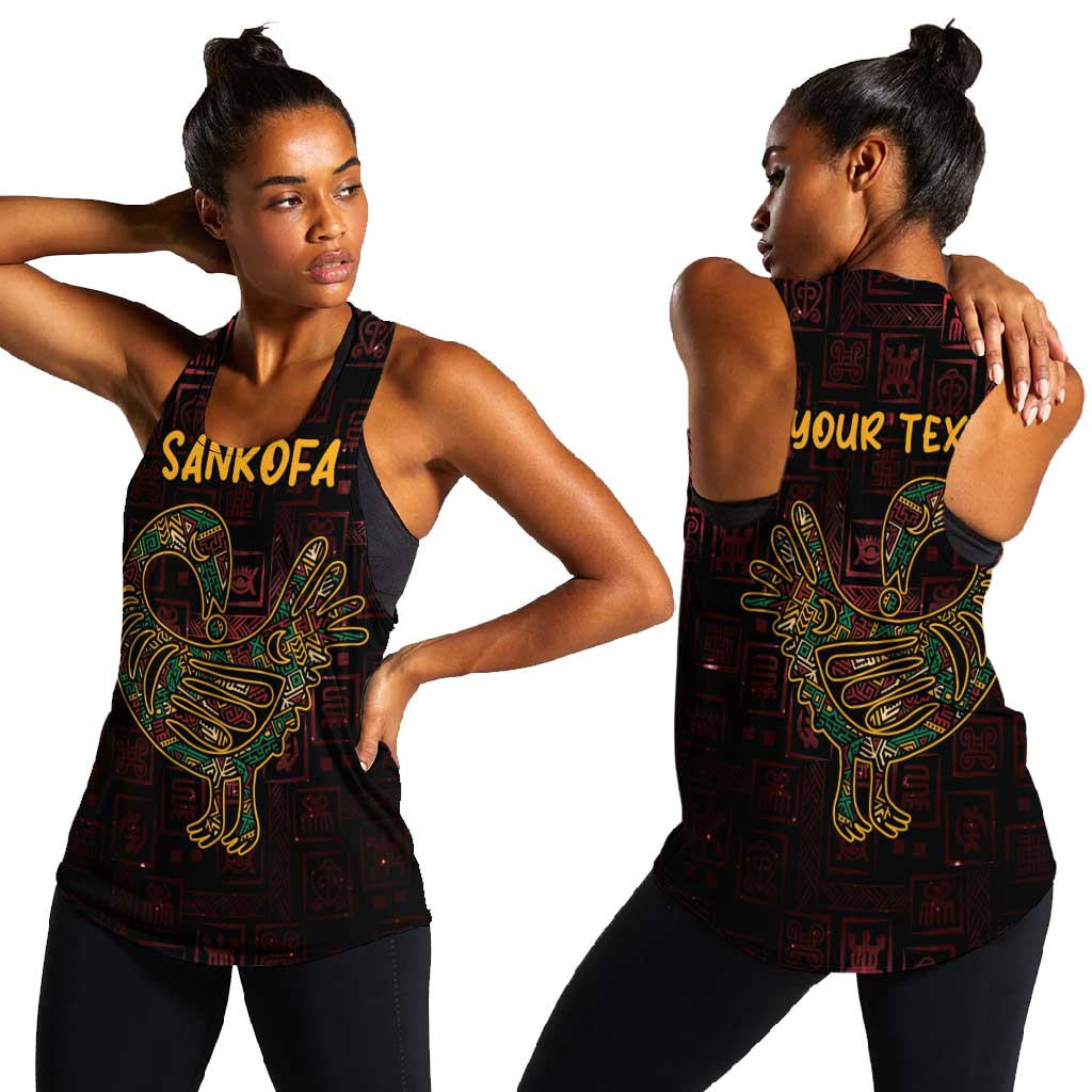 Afro-American Culture Women Racerback Tank Adinkra Sankofa Bird - Cosmic Red