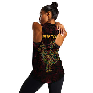 Afro-American Culture Women Racerback Tank Adinkra Sankofa Bird - Cosmic Red