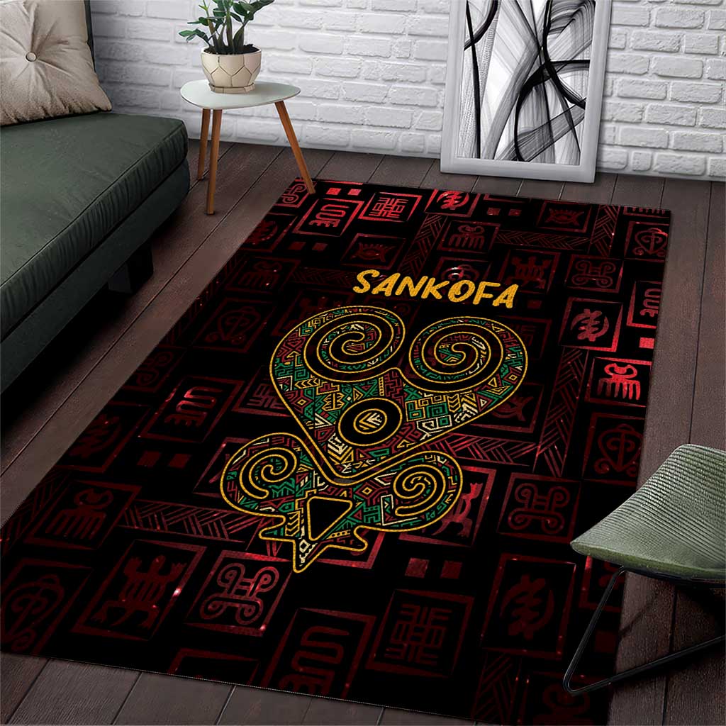 Afro-American Culture Area Rug Adinkra Sankofa Heart - Cosmic Red