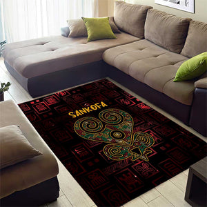 Afro-American Culture Area Rug Adinkra Sankofa Heart - Cosmic Red