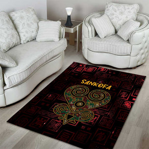 Afro-American Culture Area Rug Adinkra Sankofa Heart - Cosmic Red