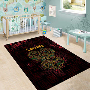 Afro-American Culture Area Rug Adinkra Sankofa Heart - Cosmic Red