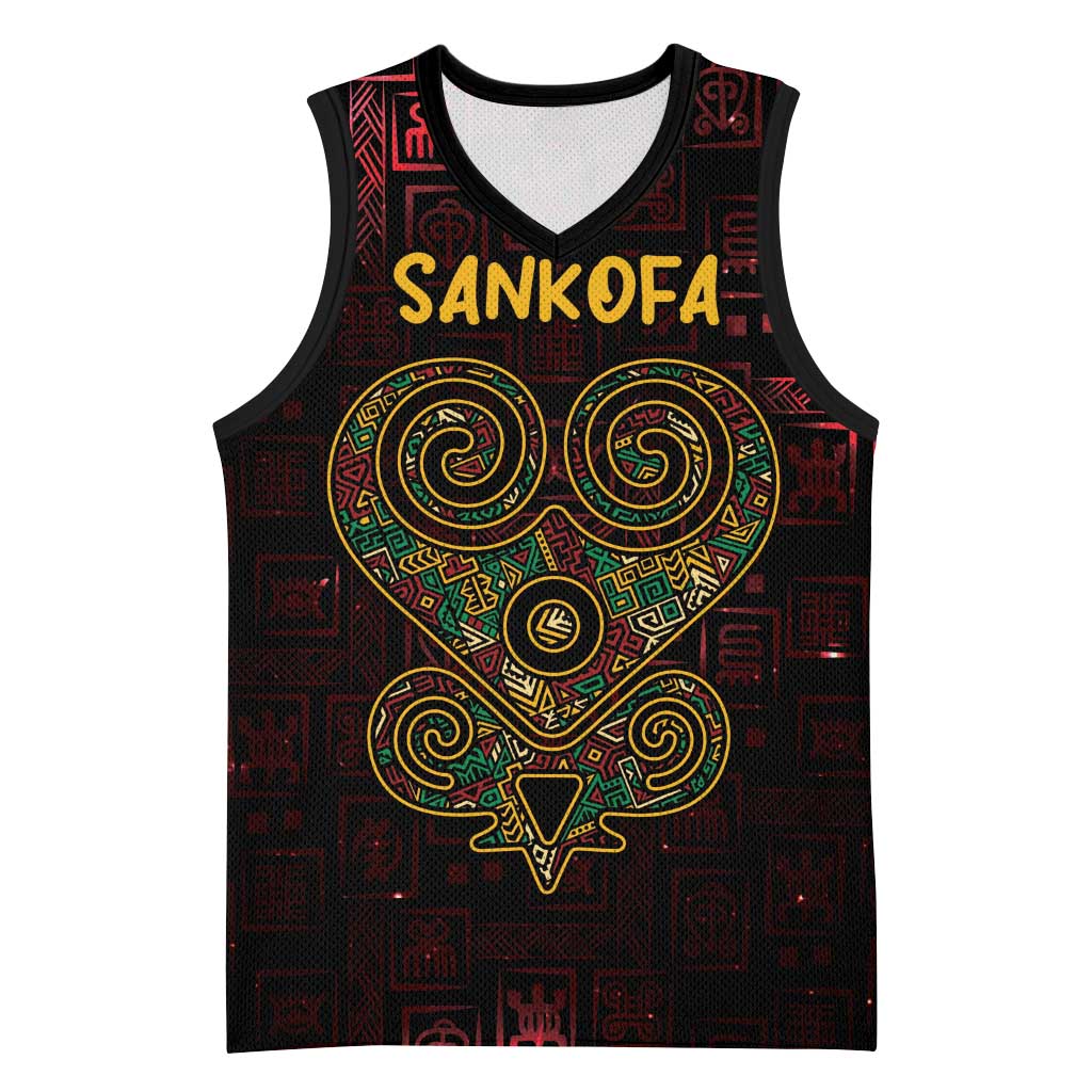 Afro-American Culture Basketball Jersey Adinkra Sankofa Heart - Cosmic Red LT7