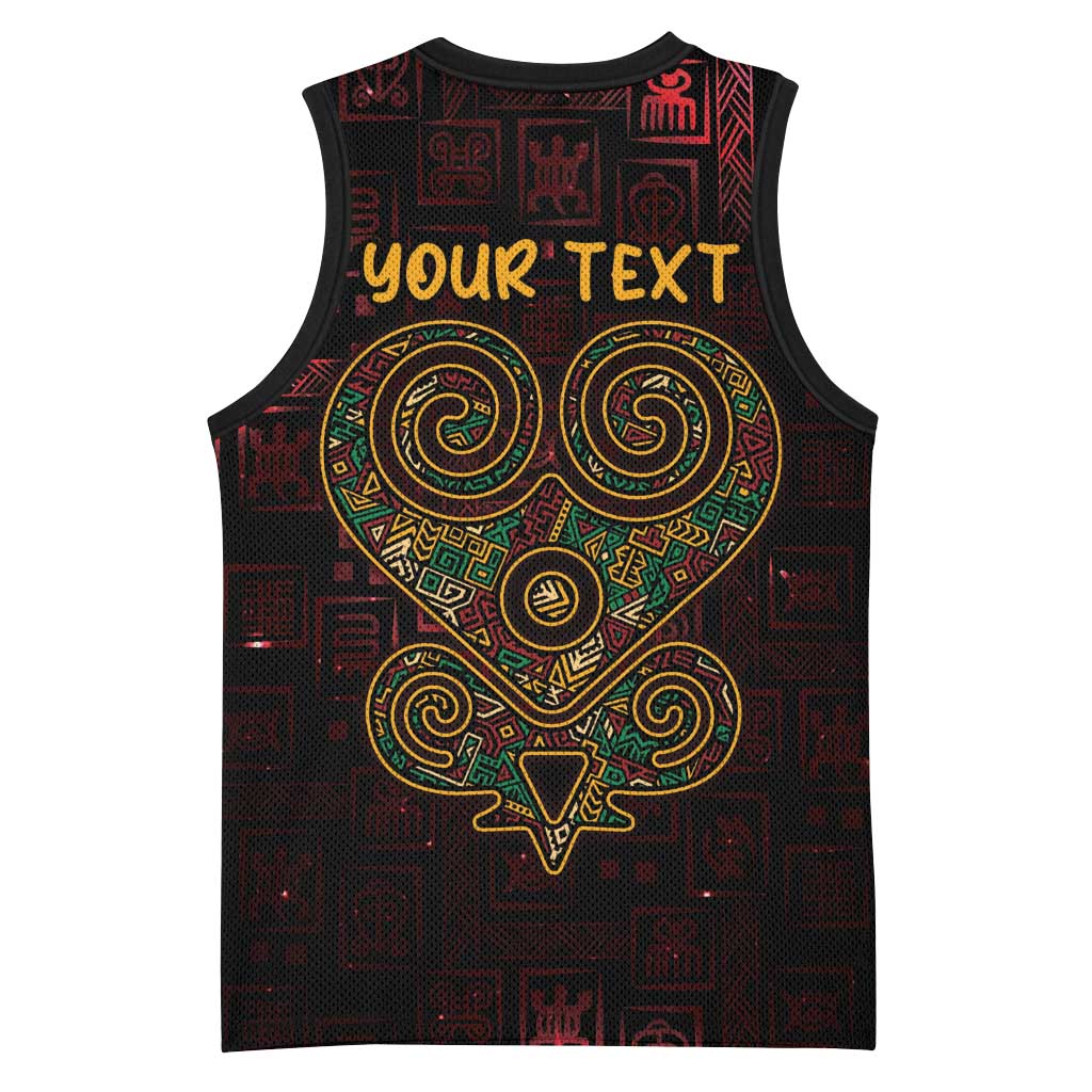 Afro-American Culture Basketball Jersey Adinkra Sankofa Heart - Cosmic Red LT7