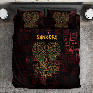 Afro-American Culture Bedding Set Adinkra Sankofa Heart - Cosmic Red