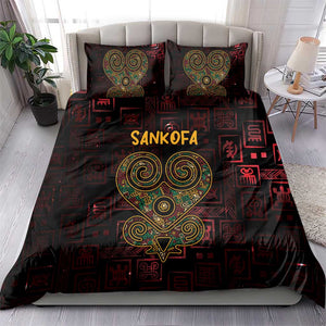 Afro-American Culture Bedding Set Adinkra Sankofa Heart - Cosmic Red