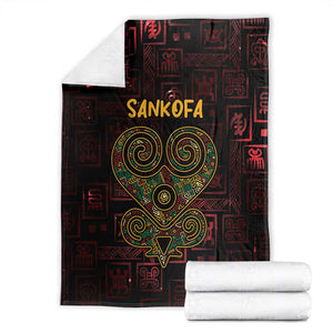 Afro-American Culture Blanket Adinkra Sankofa Heart - Cosmic Red