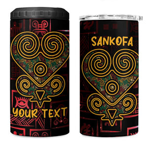 Afro-American Culture 4 in 1 Can Cooler Tumbler Adinkra Sankofa Heart - Cosmic Red